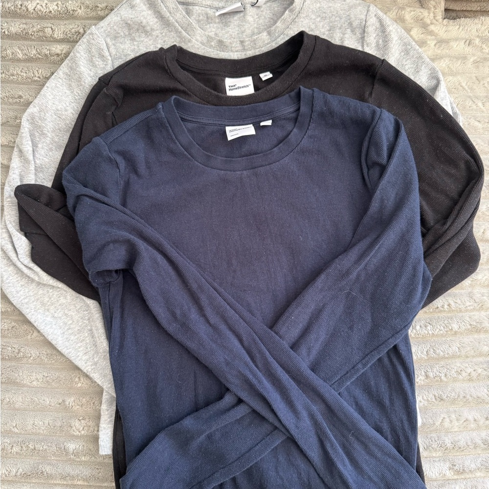 Aritzia TNA HomeStretch Long Sleeve Shirt Bundle - Gray, Black, and Navy